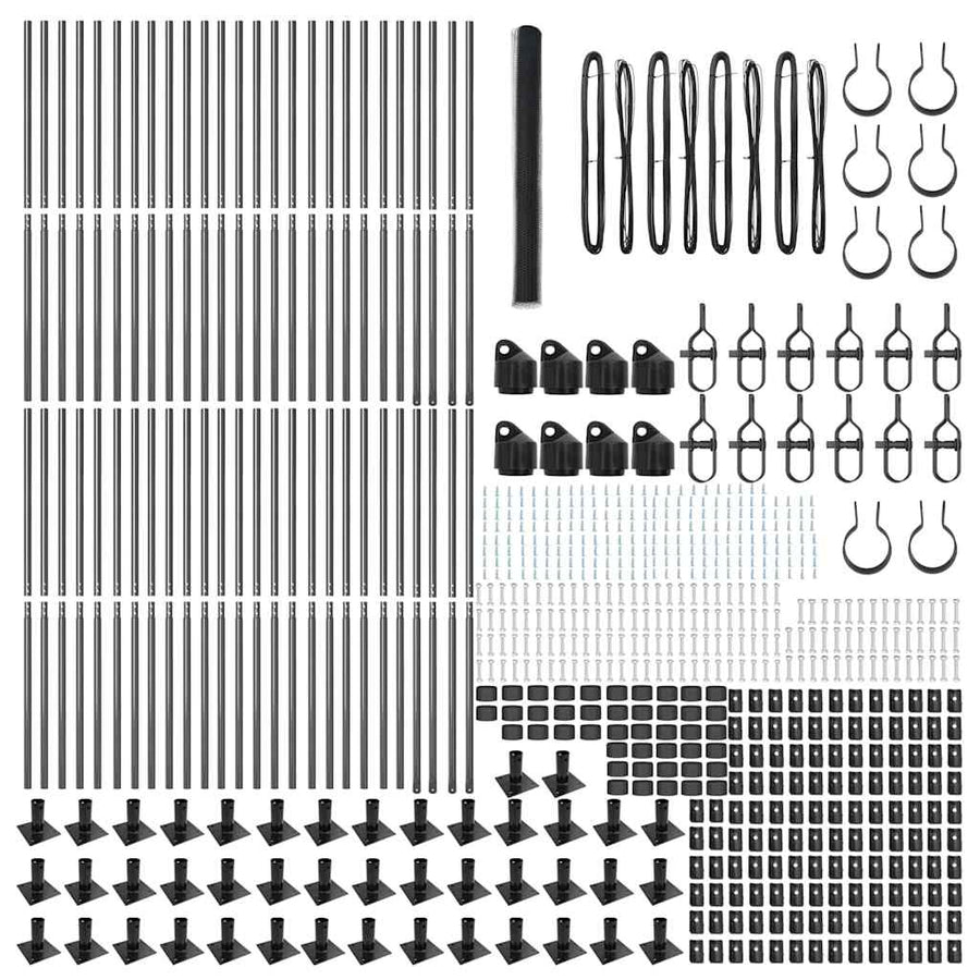 Afrasteringspaal Grijs 100 x 1,5 m (25 mm gaas) Staal en PVC