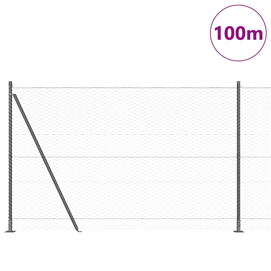 Afrasteringspaal Grijs 100 x 1,5 m (36 mm gaas) Staal en PVC