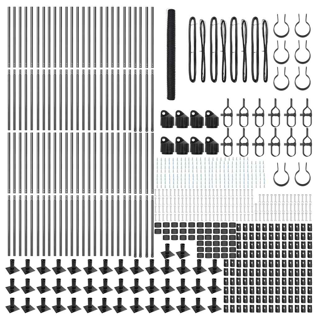 Afrasteringspaal Grijs 100 x 1,5 m (50 mm gaas) Staal en PVC