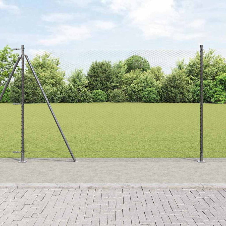 Afrasteringspaal Grijs 100 x 1,6 m (25 mm gaas) Staal en PVC