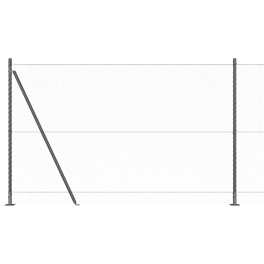 Afrasteringspaal Grijs 100 x 1,6 m (25 mm gaas) Staal en PVC