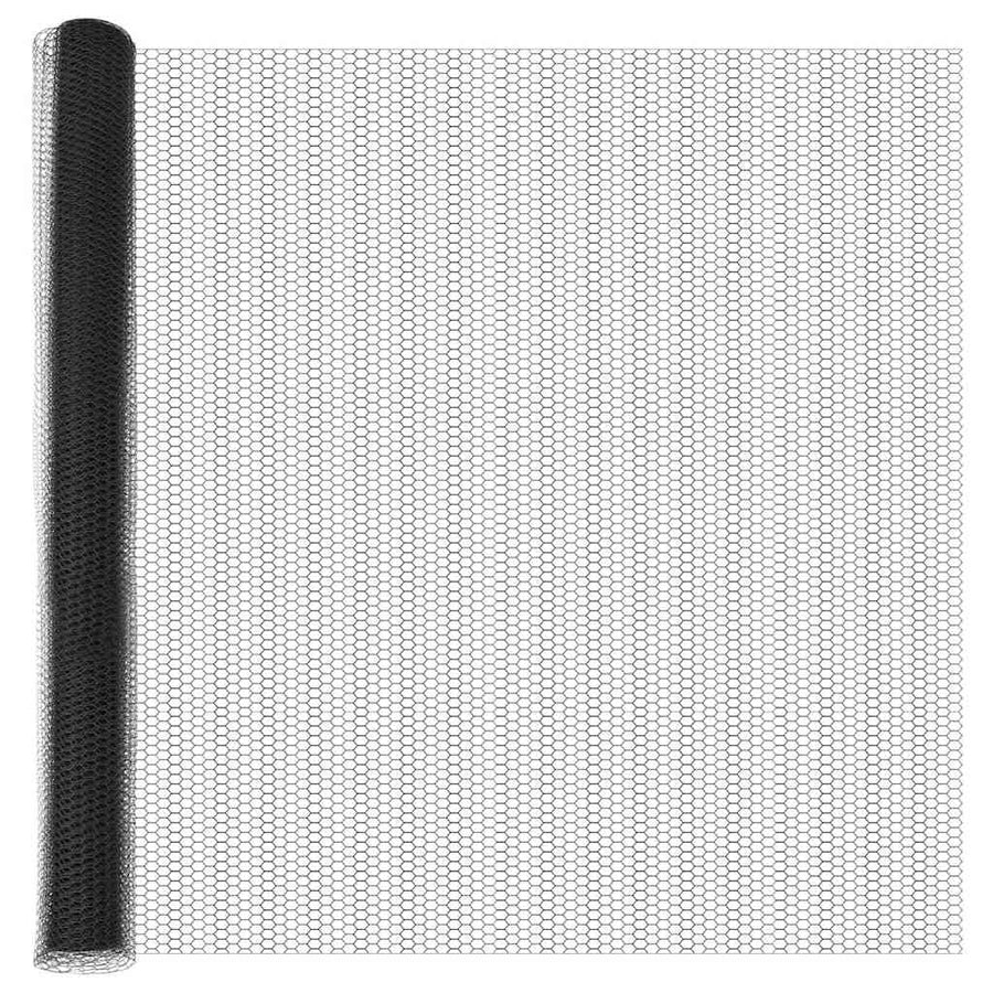 Afrasteringspaal Grijs 100 x 1,6 m (25 mm gaas) Staal en PVC
