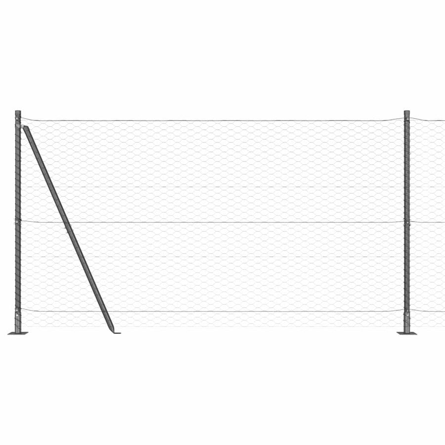 Afrasteringspaal Grijs 100 x 1,6 m (36 mm gaas) Staal en PVC
