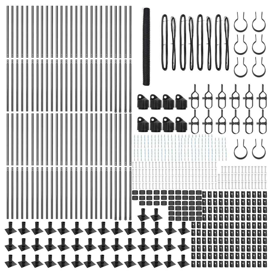 Afrasteringspaal Grijs 100 x 1,6 m (36 mm gaas) Staal en PVC