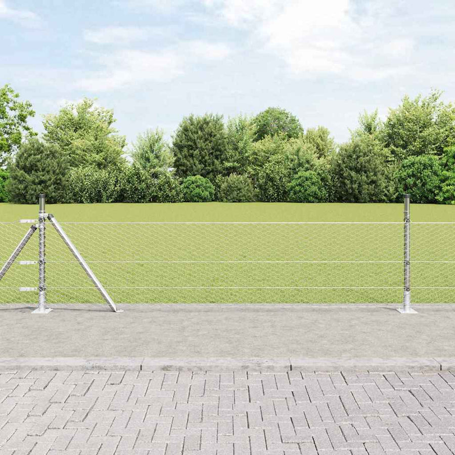 Afrasteringspaal Zilver 10 x 0,5 m (25 mm gaas) Staal