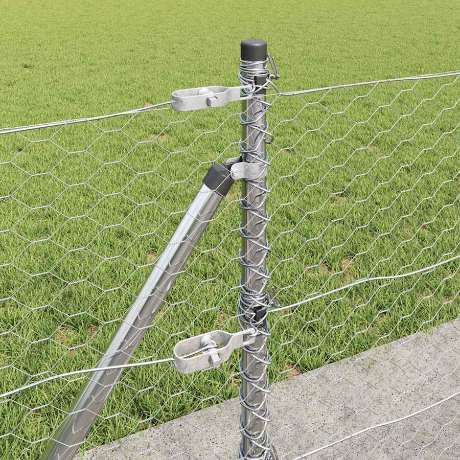 Afrasteringspaal Zilver 10 x 0,6 m (36 mm gaas) Staal