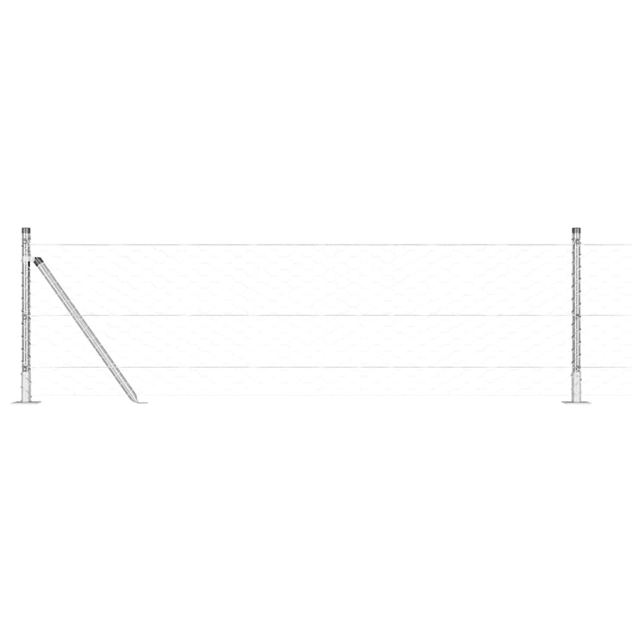 Afrasteringspaal Zilver 10 x 0,6 m (50 mm gaas) Staal