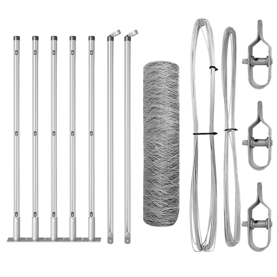 Afrasteringspaal Zilver 10 x 0,6 m (50 mm gaas) Staal