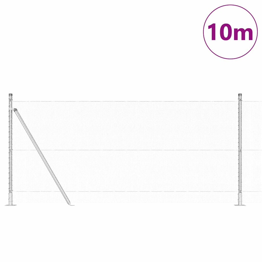 Afrasteringspaal Zilver 10 x 0,8 m (13 mm gaas) Staal