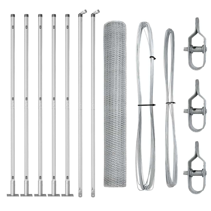 Afrasteringspaal Zilver 10 x 0,8 m (25 mm gaas) Staal