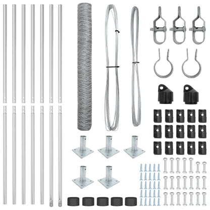 Afrasteringspaal Zilver 10 x 1 m (50 mm gaas) Staal