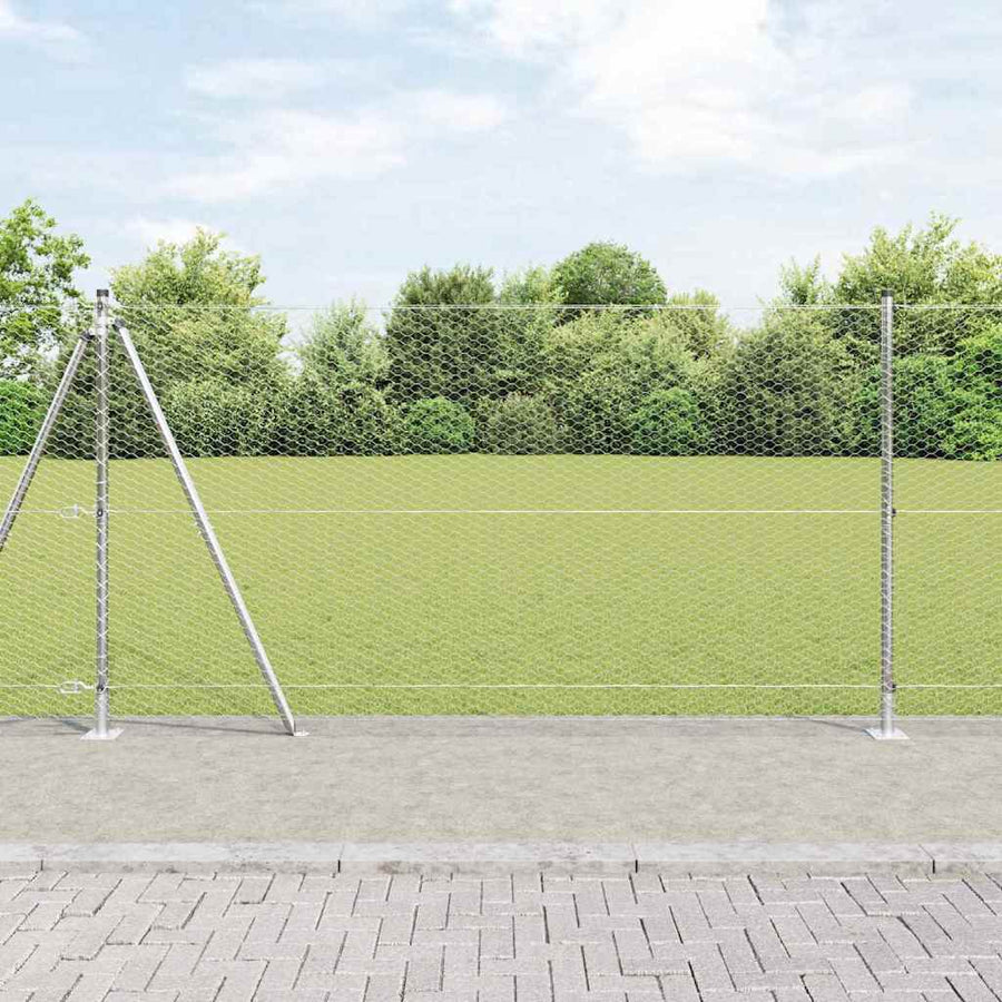 Afrasteringspaal Zilver 10 x 1,2 m (25 mm gaas) Staal