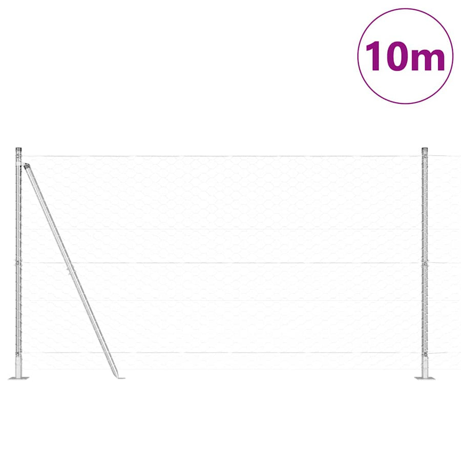 Afrasteringspaal Zilver 10 x 1,2 m (50 mm gaas) Staal