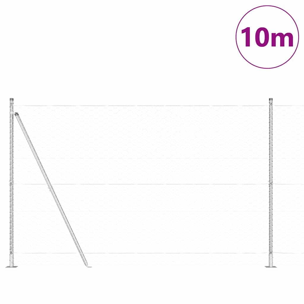 Afrasteringspaal Zilver 10 x 1,4 m (50 mm gaas) Staal