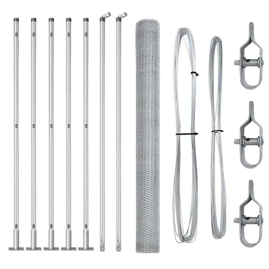 Afrasteringspaal Zilver 10 x 1,5 m (13 mm gaas) Staal