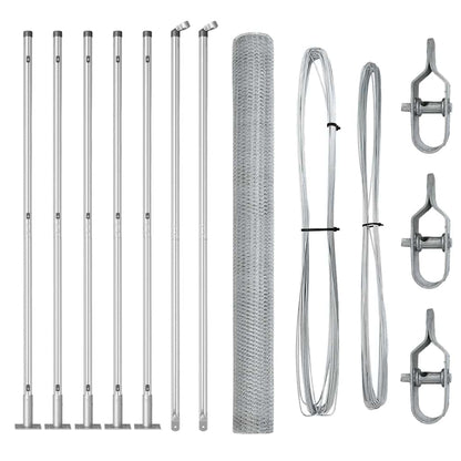 Afrasteringspaal Zilver 10 x 1,5 m (25 mm gaas) Staal