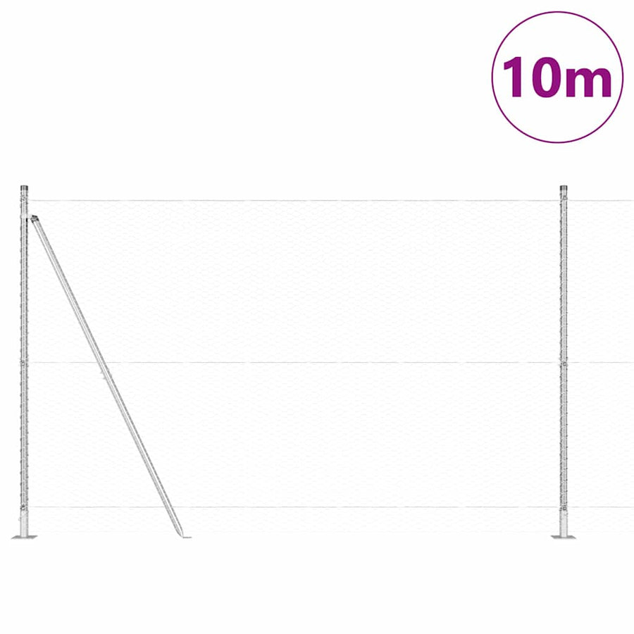 Afrasteringspaal Zilver 10 x 1,5 m (25 mm gaas) Staal