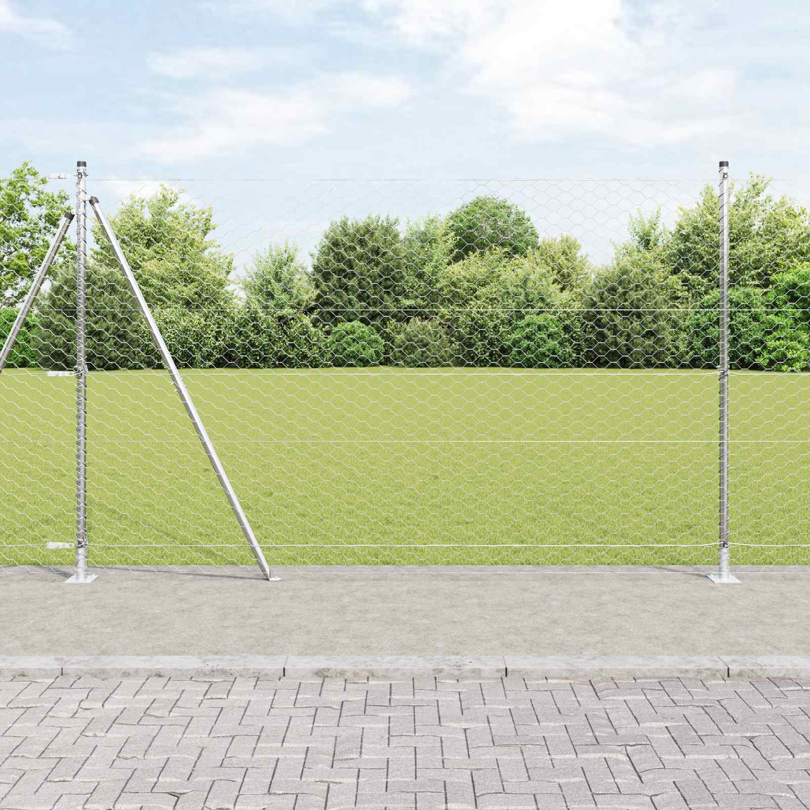 Afrasteringspaal Zilver 10 x 1,5 m (50 mm gaas) Staal