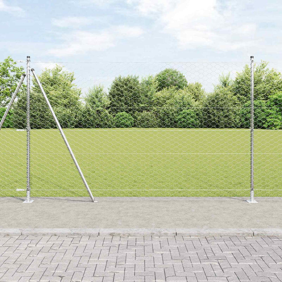 Afrasteringspaal Zilver 10 x 1,5 m (50 mm gaas) Staal