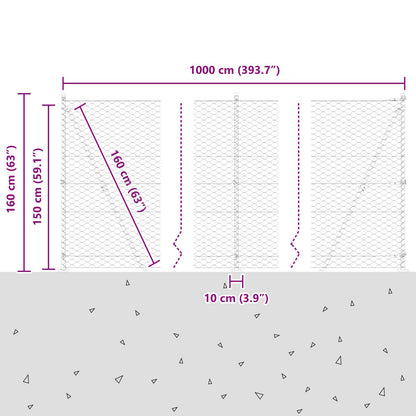 Afrasteringspaal Zilver 10 x 1,5 m (50 mm gaas) Staal