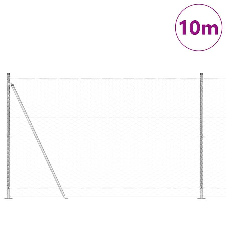 Afrasteringspaal Zilver 10 x 1,5 m (50 mm gaas) Staal