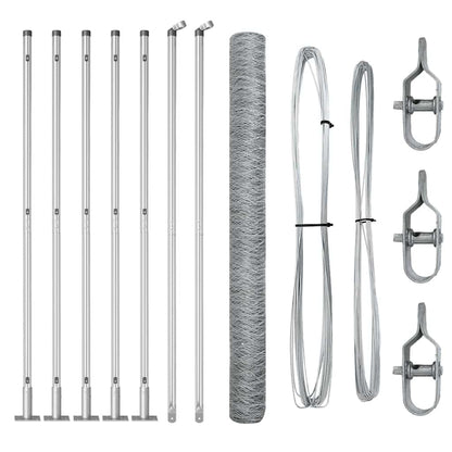 Afrasteringspaal Zilver 10 x 1,6 m (50 mm gaas) Staal