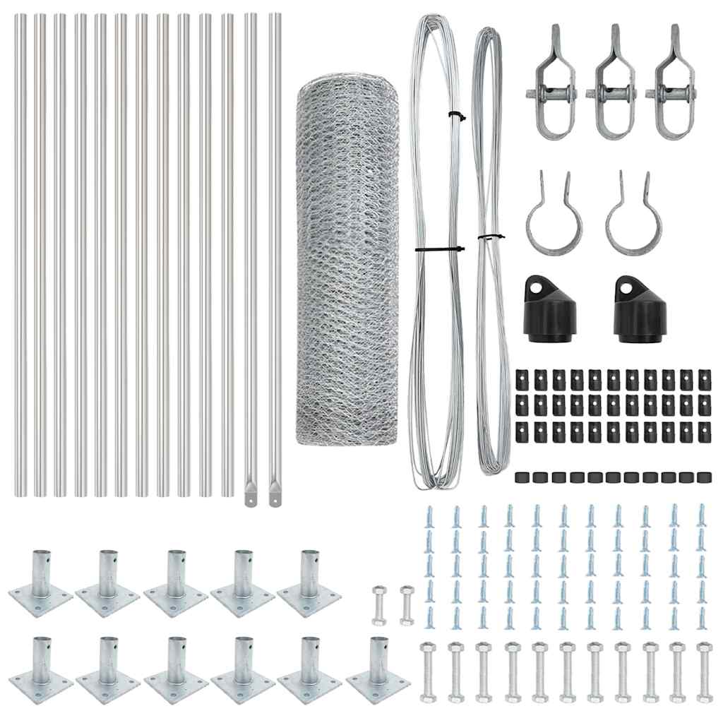 Afrasteringspaal Zilver 25 x 0,4 m (13 mm gaas) Staal