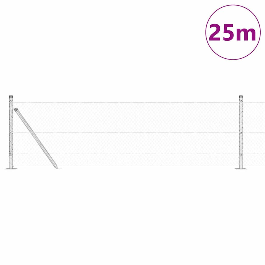 Afrasteringspaal Zilver 25 x 0,4 m (13 mm gaas) Staal
