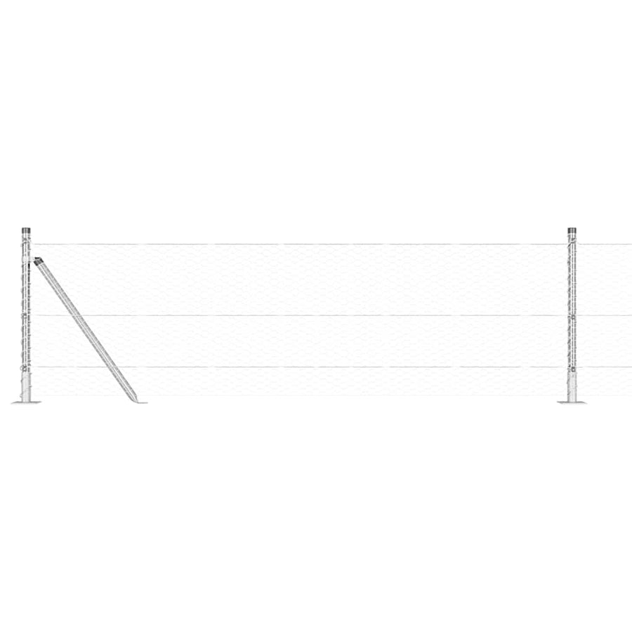 Afrasteringspaal Zilver 25 x 0,4 m (25 mm gaas) Staal