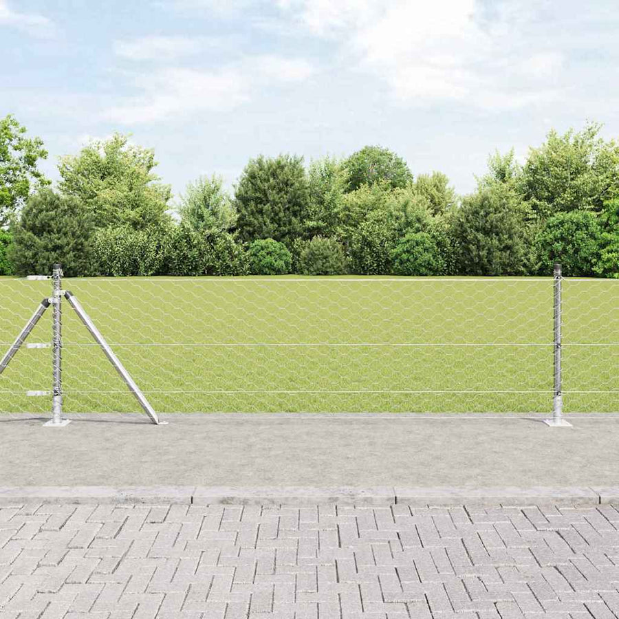 Afrasteringspaal Zilver 25 x 0,4 m (50 mm gaas) Staal