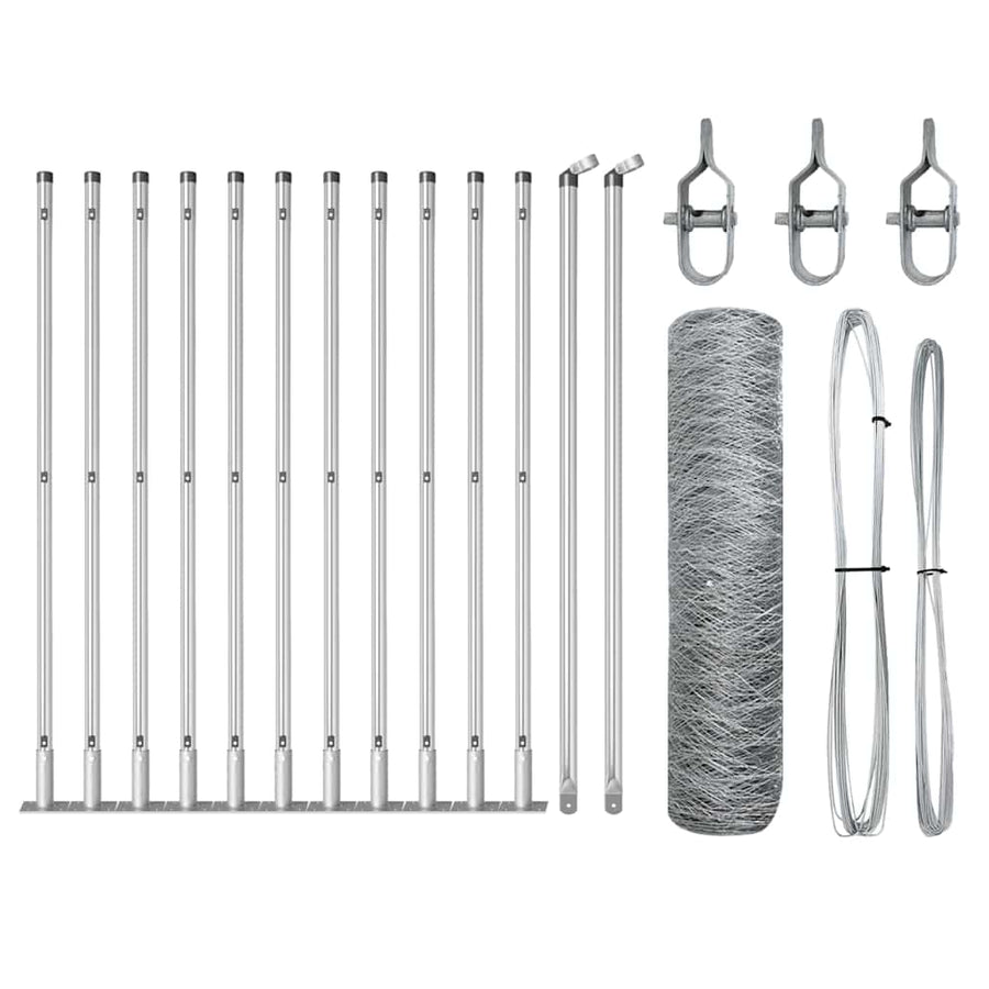 Afrasteringspaal Zilver 25 x 0,4 m (50 mm gaas) Staal