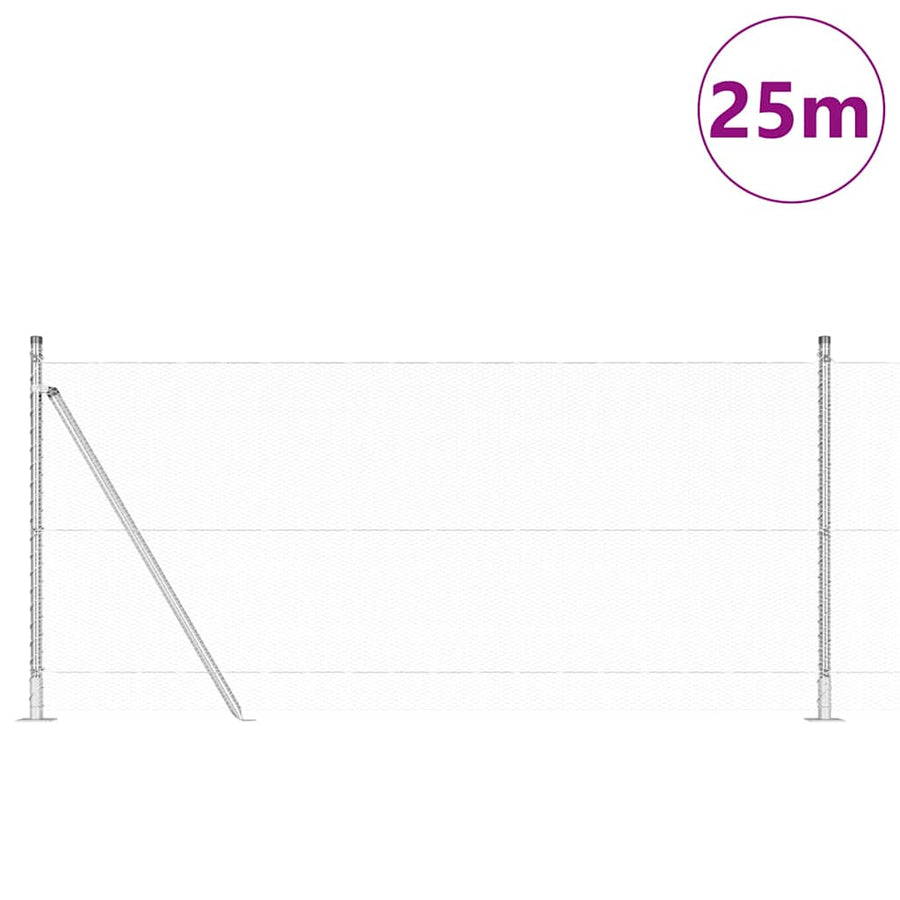 Afrasteringspaal Zilver 25 x 0,8 m (13 mm gaas) Staal