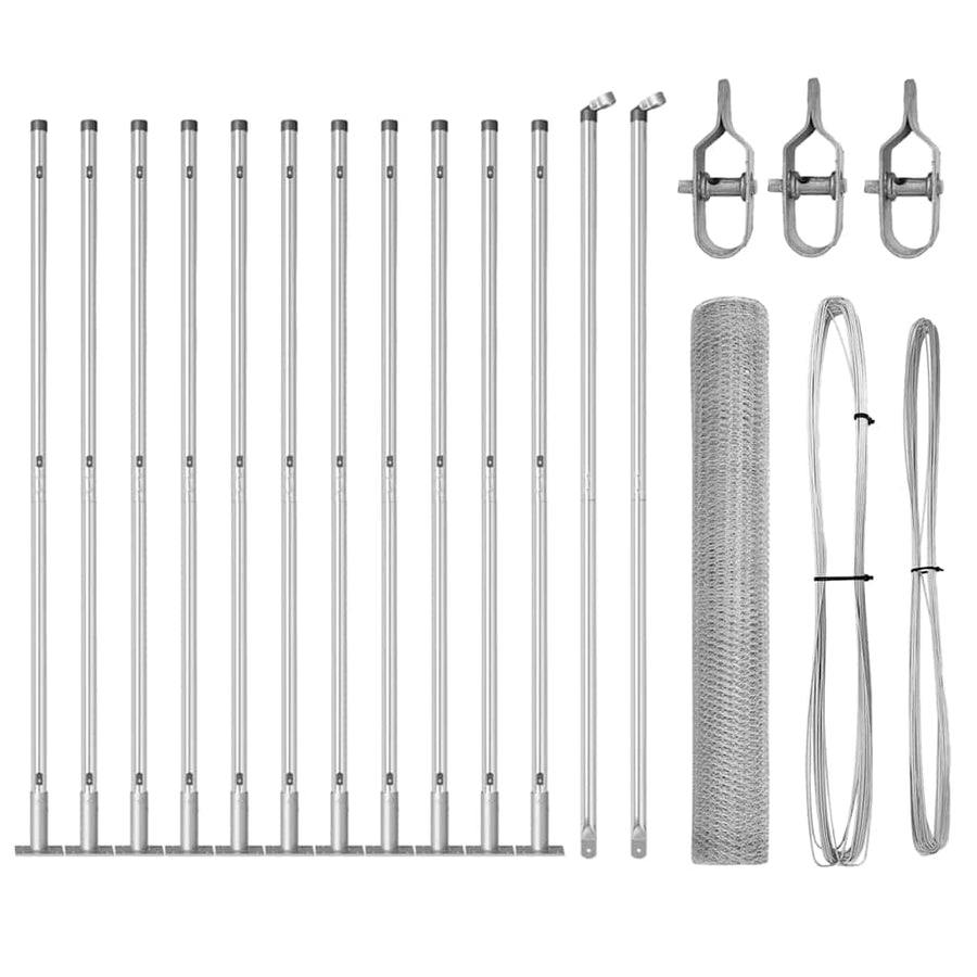 Afrasteringspaal Zilver 25 x 0,8 m (25 mm gaas) Staal