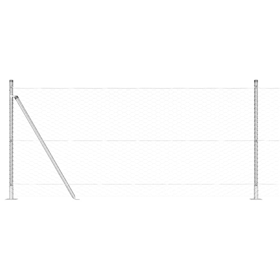 Afrasteringspaal Zilver 25 x 0,8 m (36 mm gaas) Staal