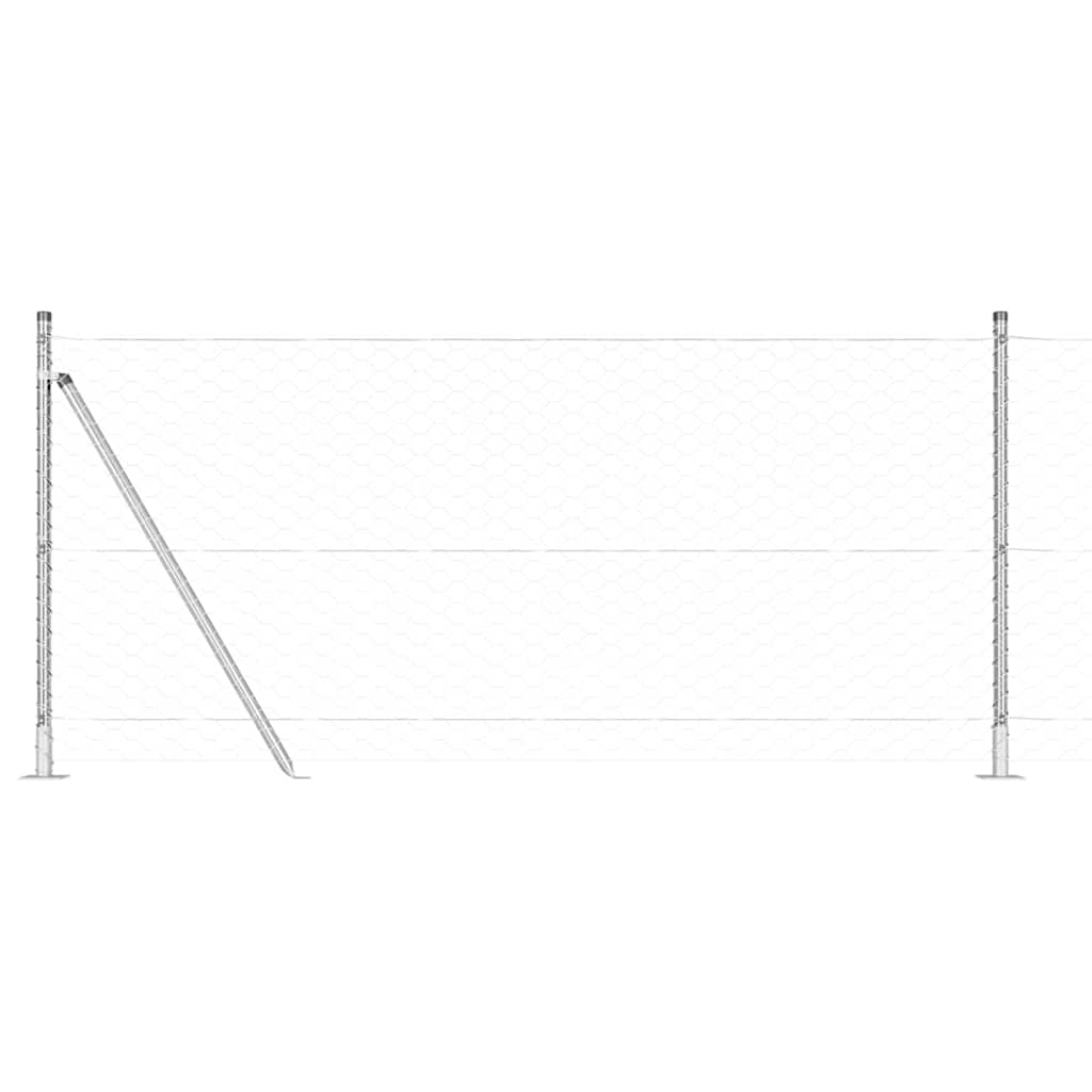 Afrasteringspaal Zilver 25 x 0,8 m (50 mm gaas) Staal