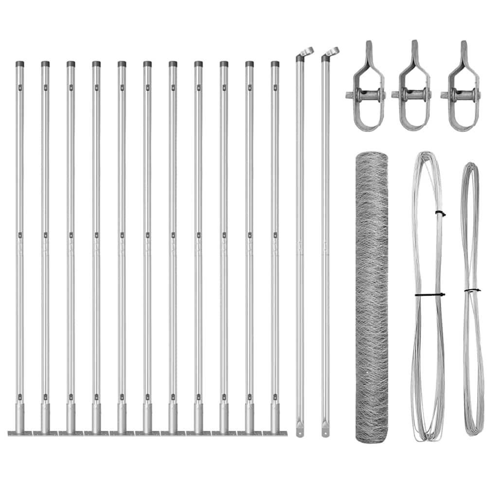 Afrasteringspaal Zilver 25 x 0,8 m (50 mm gaas) Staal