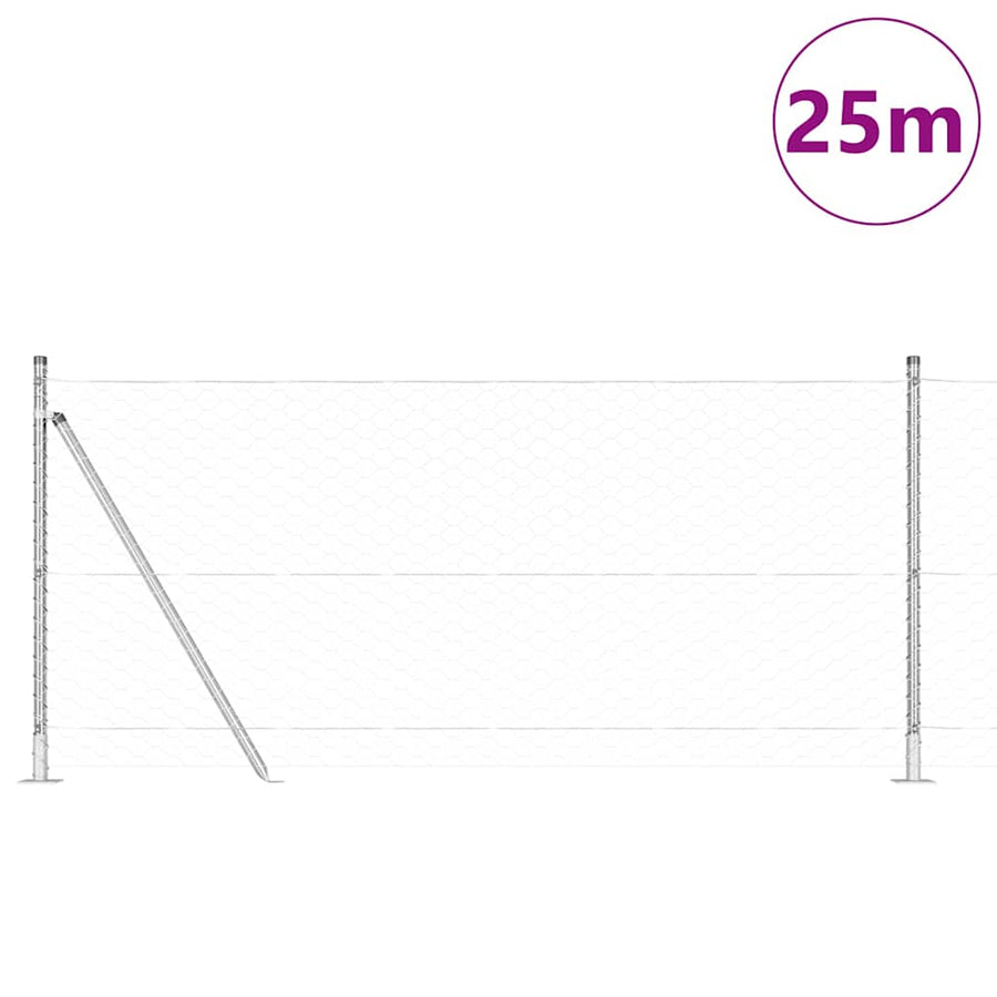 Afrasteringspaal Zilver 25 x 0,8 m (50 mm gaas) Staal