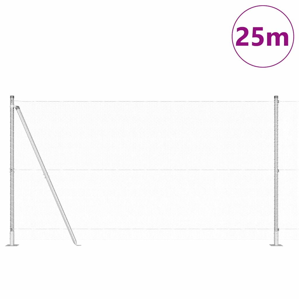Afrasteringspaal Zilver 25 x 1,2 m (13 mm gaas) Staal