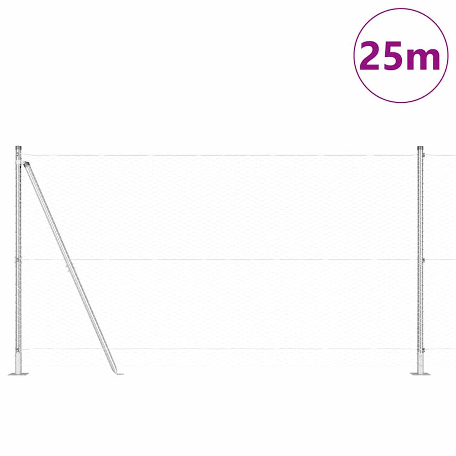 Afrasteringspaal Zilver 25 x 1,2 m (25 mm gaas) Staal