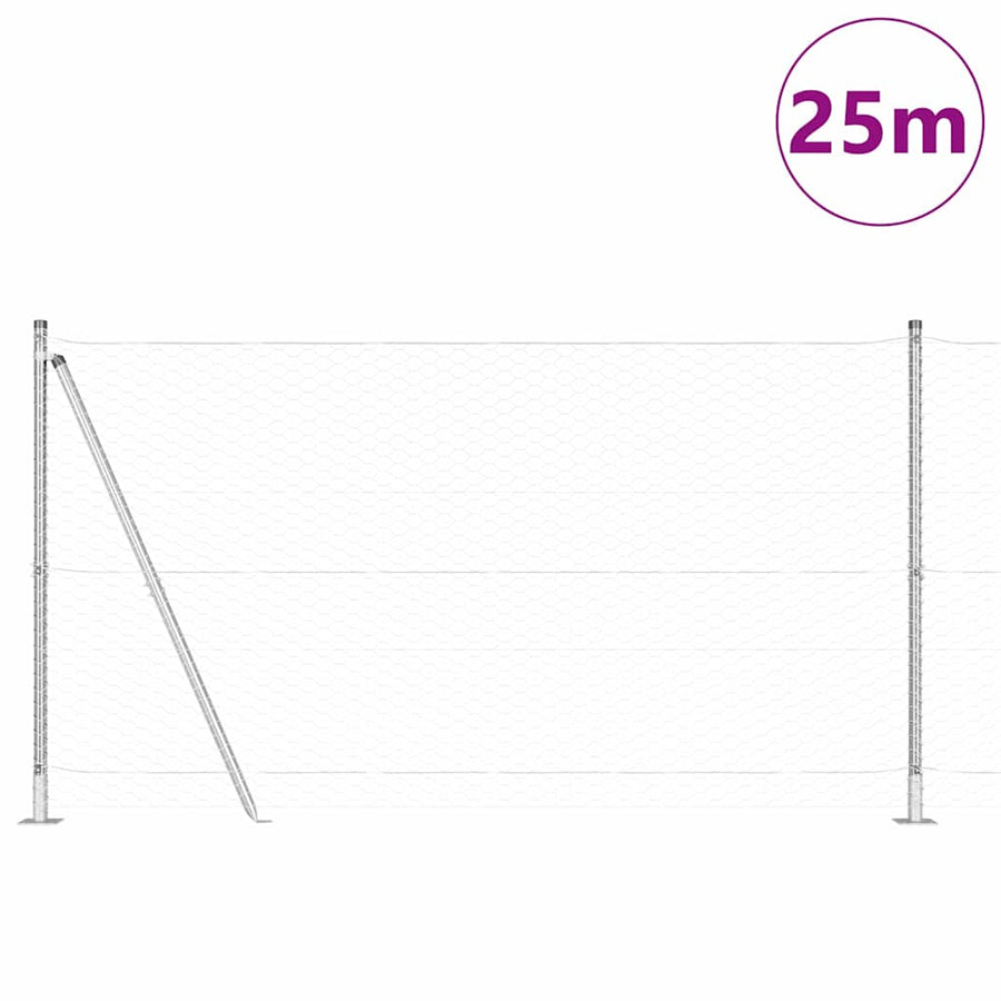 Afrasteringspaal Zilver 25 x 1,2 m (36 mm gaas) Staal