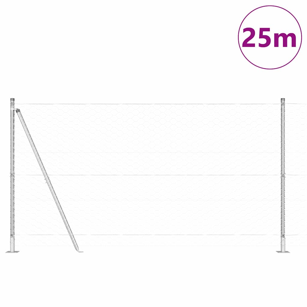Afrasteringspaal Zilver 25 x 1,2 m (50 mm gaas) Staal