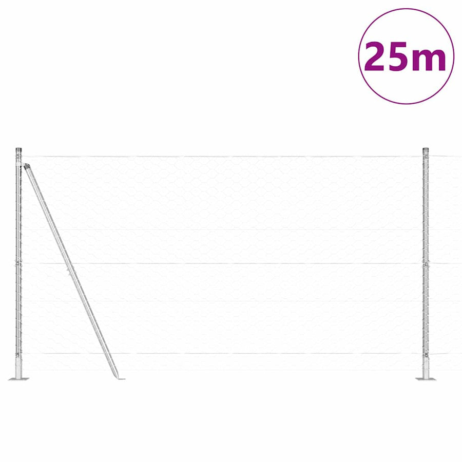 Afrasteringspaal Zilver 25 x 1,2 m (50 mm gaas) Staal