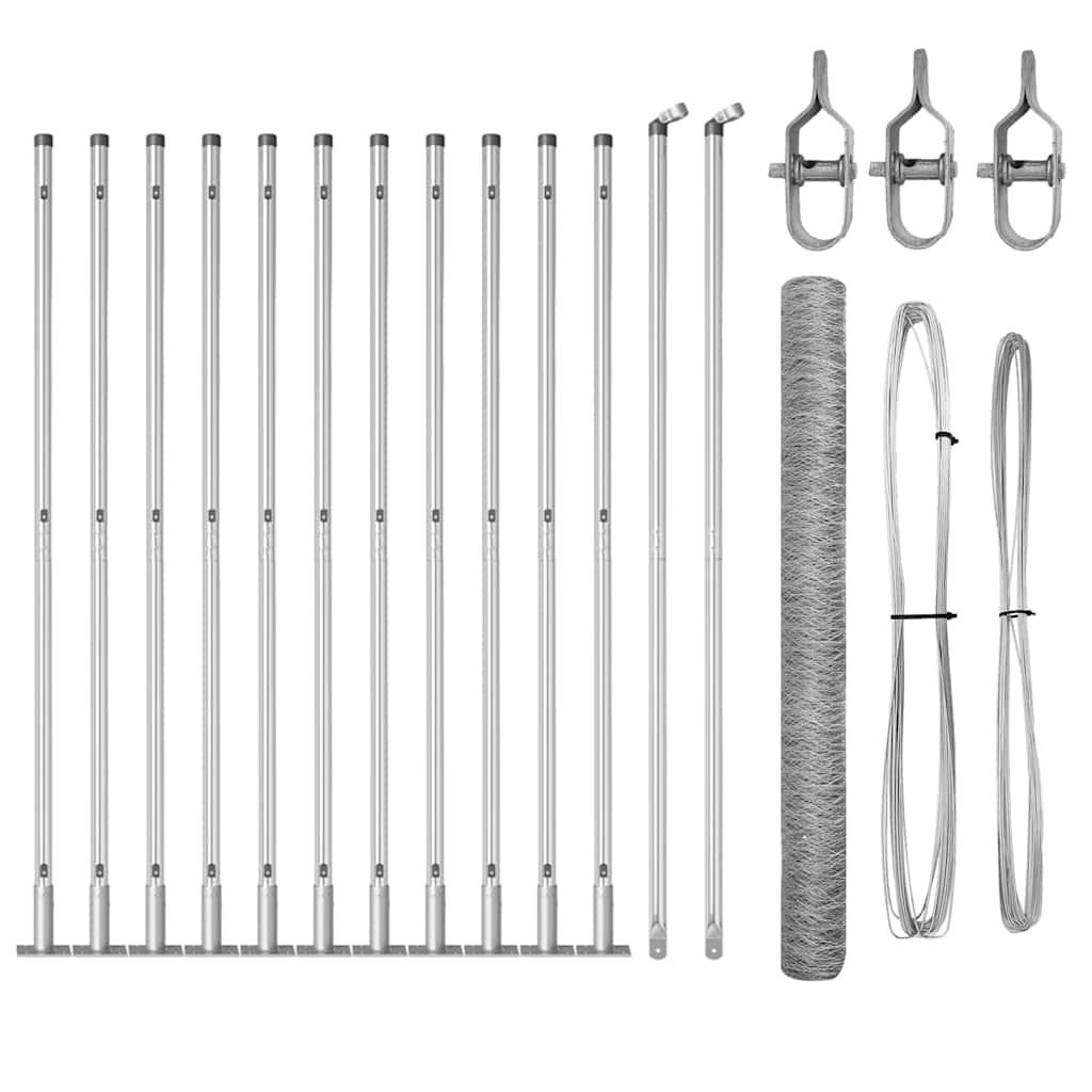 Afrasteringspaal Zilver 25 x 1,5 m (36 mm gaas) Staal