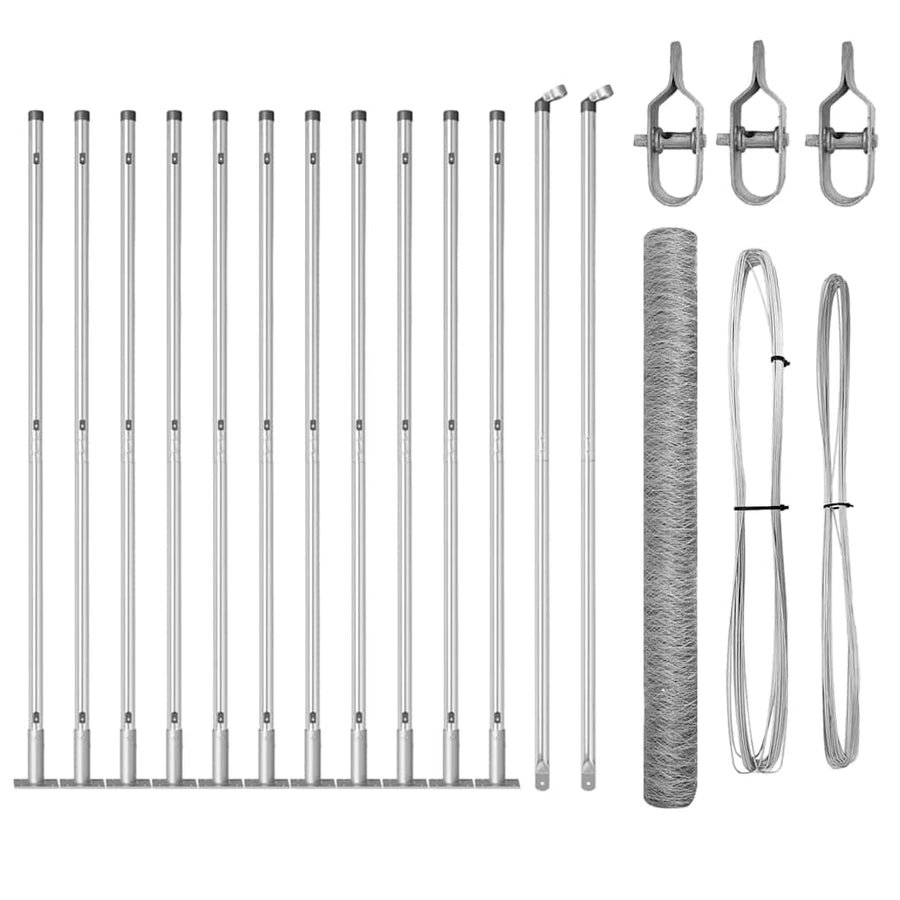 Afrasteringspaal Zilver 25 x 1,5 m (36 mm gaas) Staal