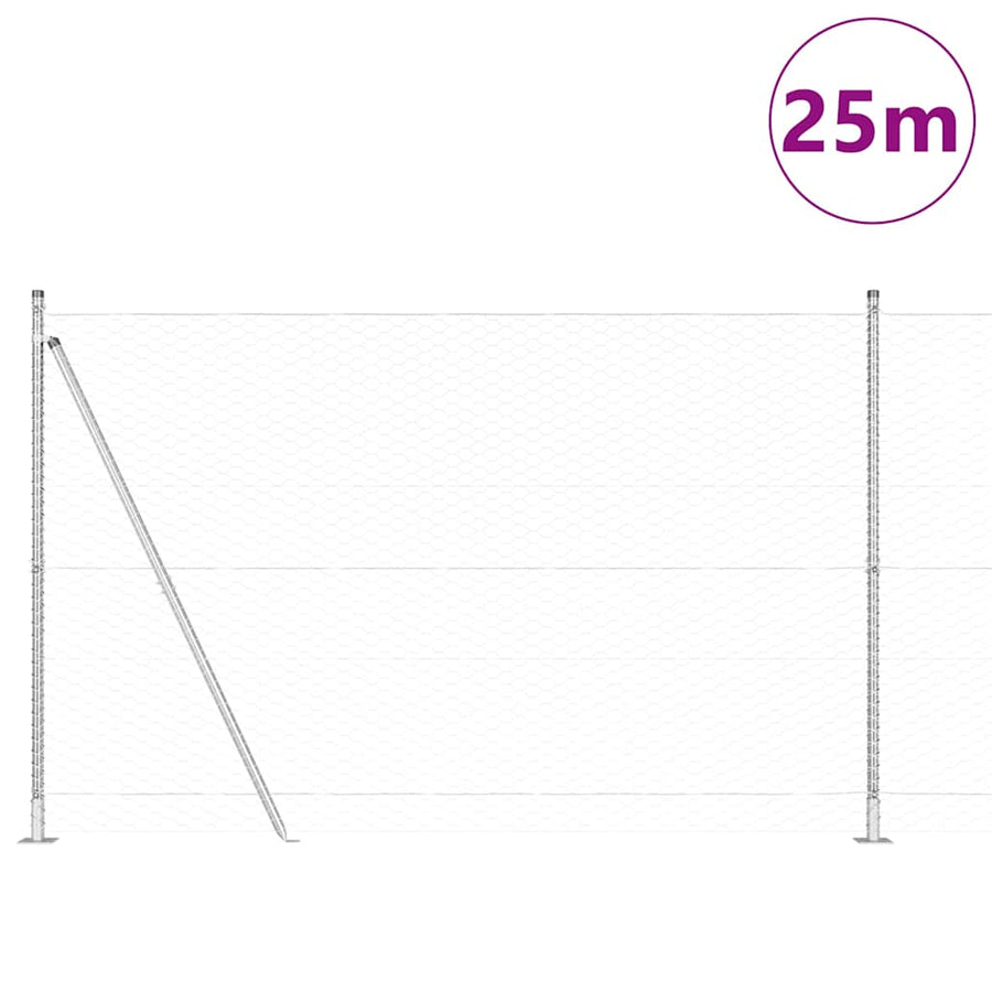 Afrasteringspaal Zilver 25 x 1,5 m (36 mm gaas) Staal
