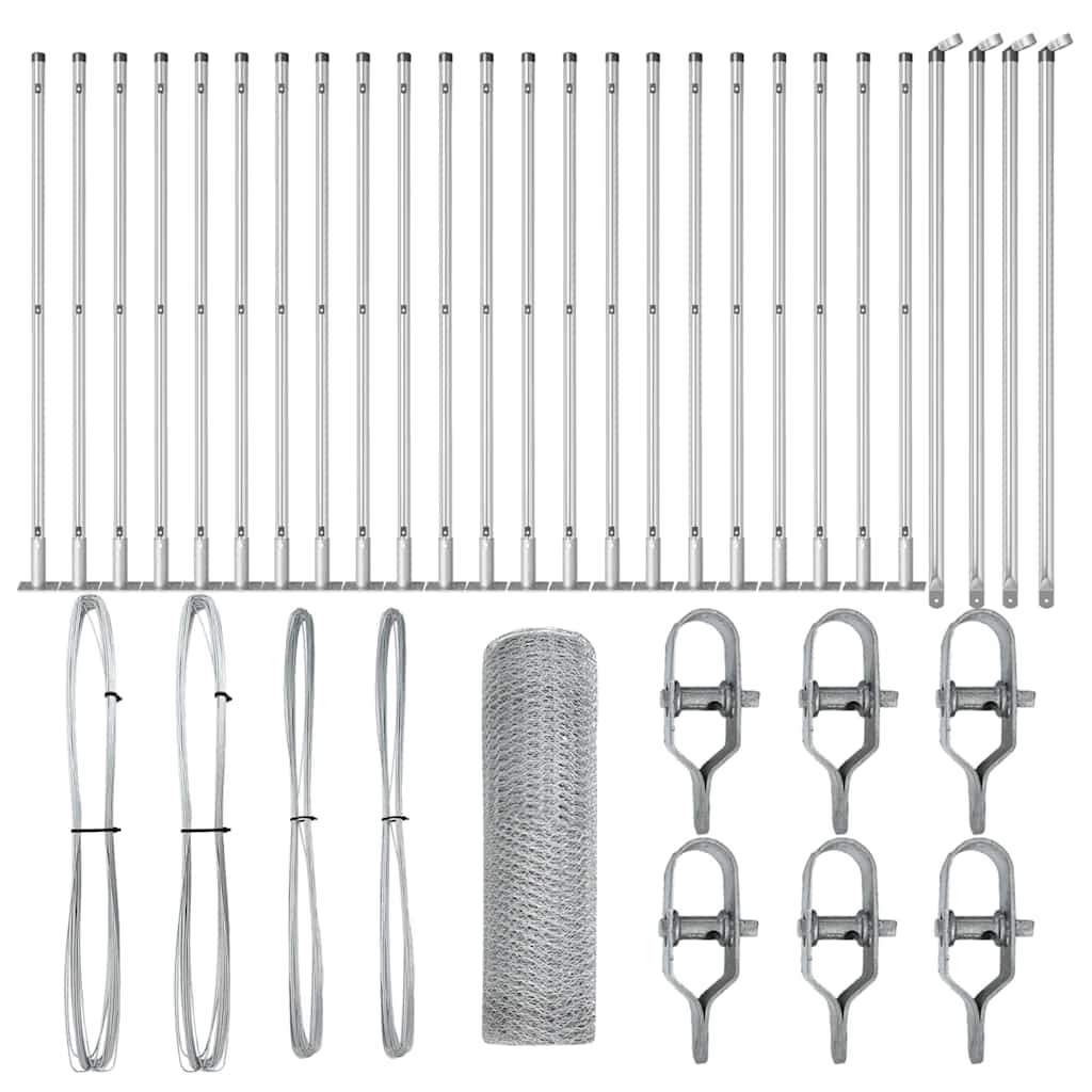Afrasteringspaal Zilver 50 x 0,4 m (25 mm gaas) Staal