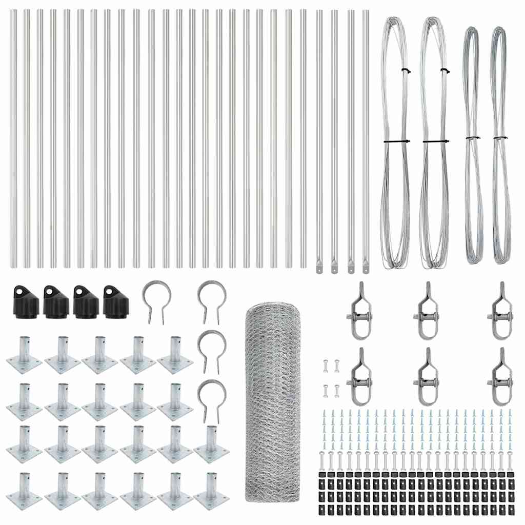 Afrasteringspaal Zilver 50 x 0,4 m (25 mm gaas) Staal
