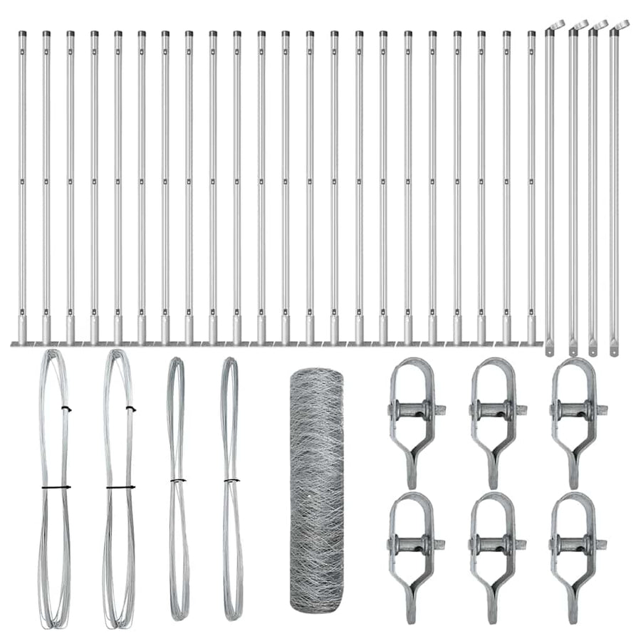 Afrasteringspaal Zilver 50 x 0,8 m (36 mm gaas) Staal