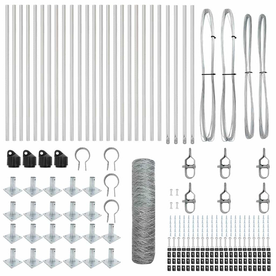 Afrasteringspaal Zilver 50 x 1 m (50 mm gaas) Staal