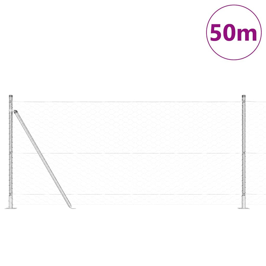 Afrasteringspaal Zilver 50 x 1 m (50 mm gaas) Staal